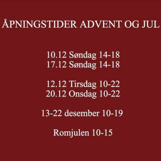 Åpningstider i advent og jul