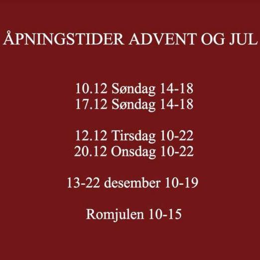 Åpningstider i advent og jul